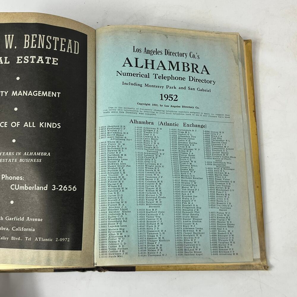 1952 CA Los Angeles Alhambra City Directory POOR Business Ancestry Genealogy Vtg - Picture 13 of 16